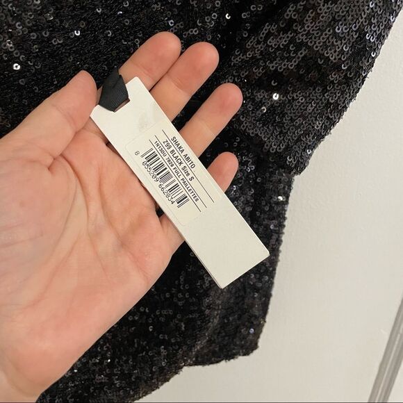 NWT Pinko Sequined One-Shoulder Dress sz S in Black - Picture 7 of 10